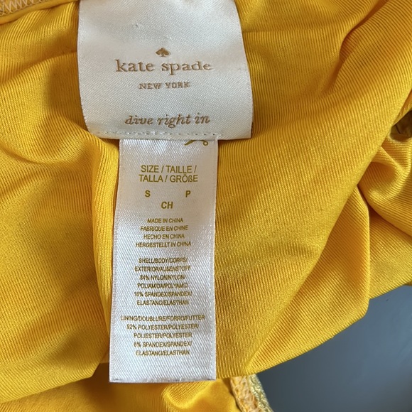 kate spade New York Eyelet Lace Ruffle Bikini, yellow, med top & sm bottoms - Picture 4 of 4
